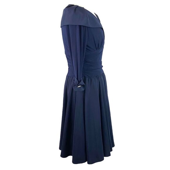 ELIZA J Cuff Sleeve V Neck Ruched Waist Dress - Picture 8 of 13